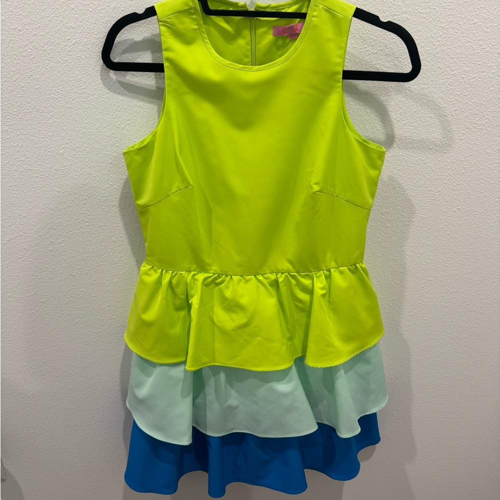 LDT Colorful Sleeveless Peplum Dress